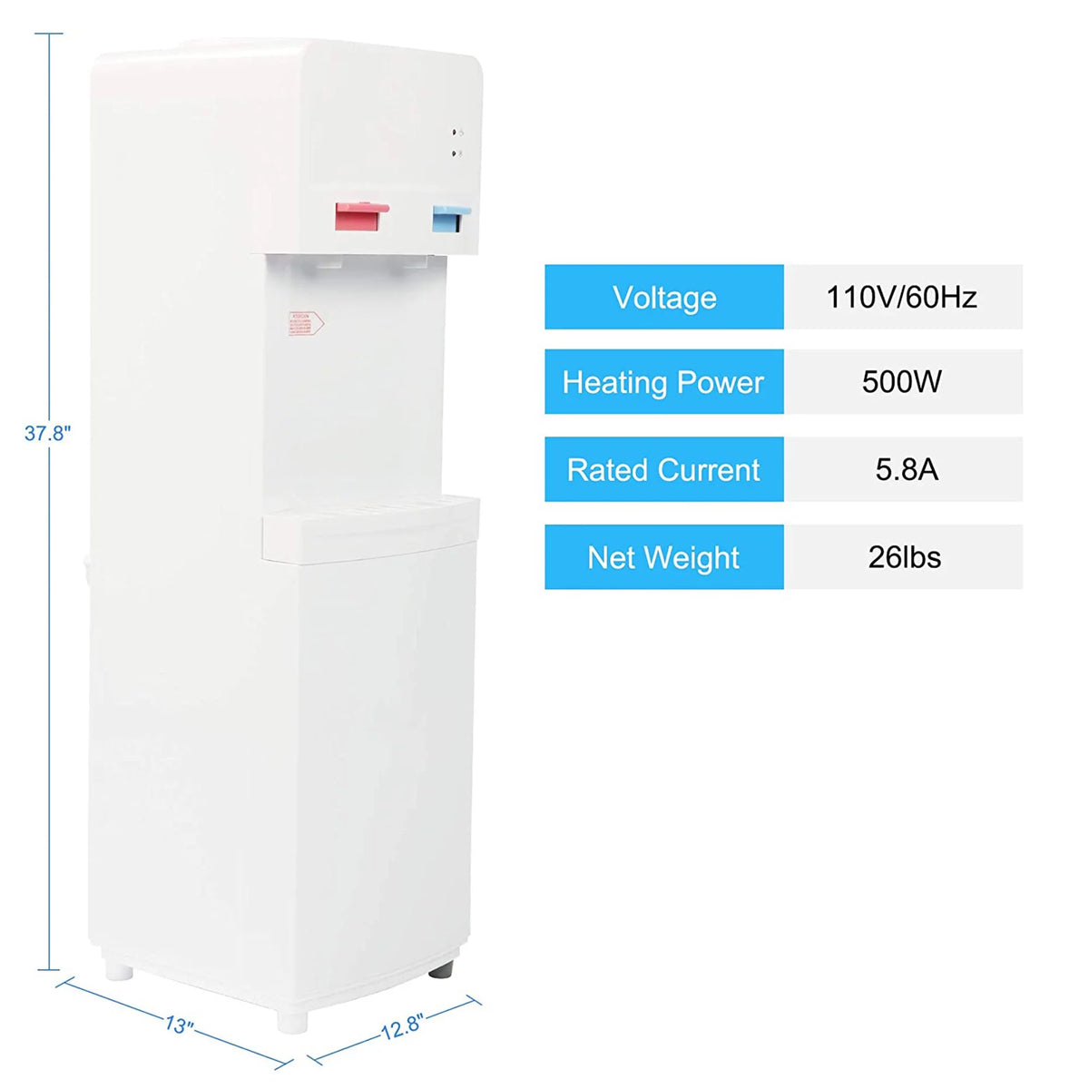 Top Loading Hot/Cold Water Dispenser with Child Safety Lock, White W506