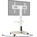 White Tilt & Swivel Rolling TV Stand with Power Outlet J446703