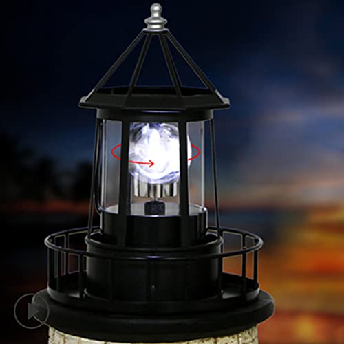 Solar Powered Lighthouse 360 Degree Rotating Waterproof Garden Statue Light O5189