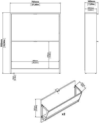 White 2 Drawer Shoe Cabinet Q6615