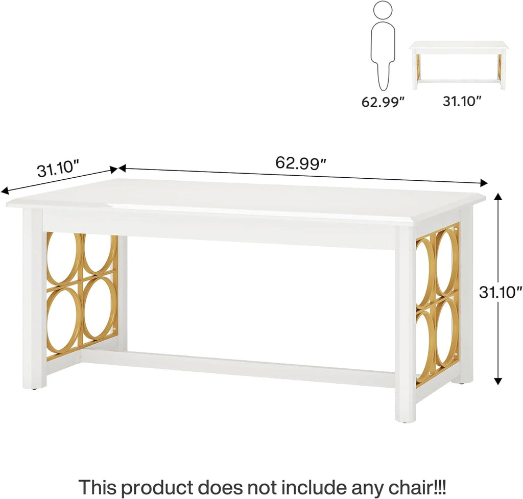 63 Inch Modern Office Desk with Gold Metal Legs P26650