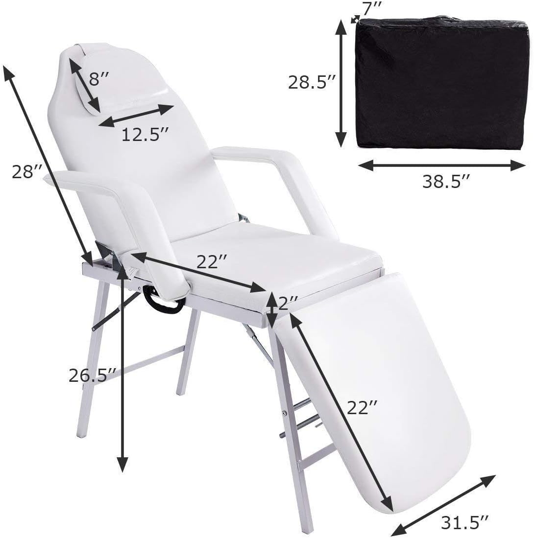 White 73 Inch Adjustable Folding Massage Table H591