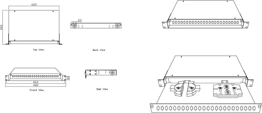 1U 19 24 Port SC Simplex/LC Duplex Fiber Optic Rack Mount Patch Panel Aluminum Alloy Pack of 2 G7699