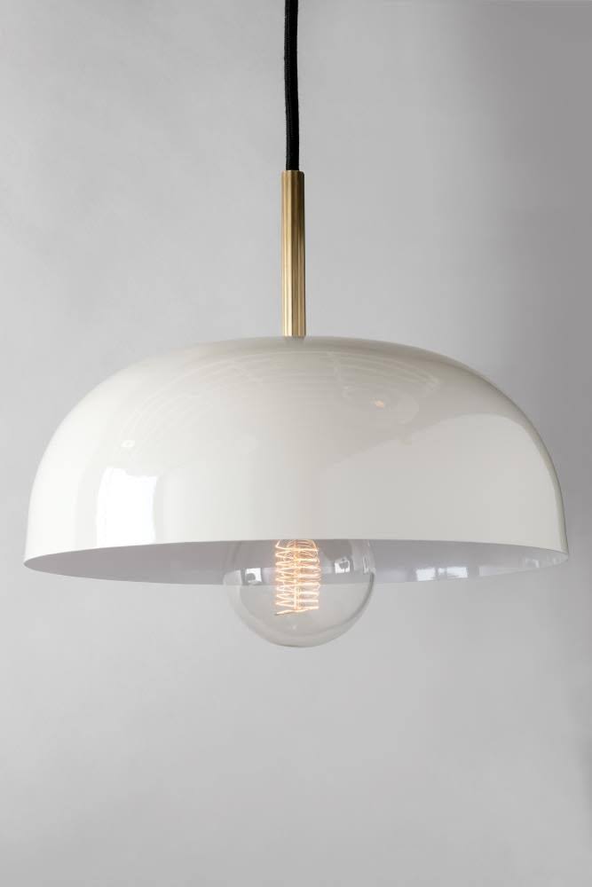 1-Light Large Pendant Aged Brass & Cream P404