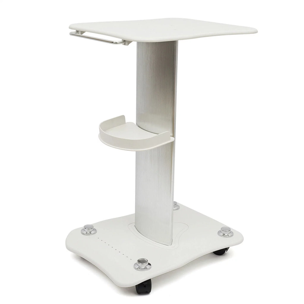 Rolling Trolley Cart Beauty Machine Stand, 4 Wheels Hair Salon Alluminum Alloy White Beauty Cart G365