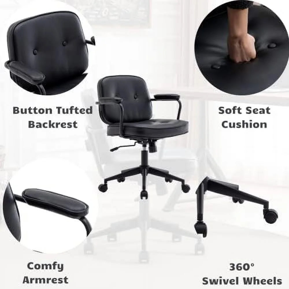 Beige Linen Fabric Armless Office Chair with Wheels D5164