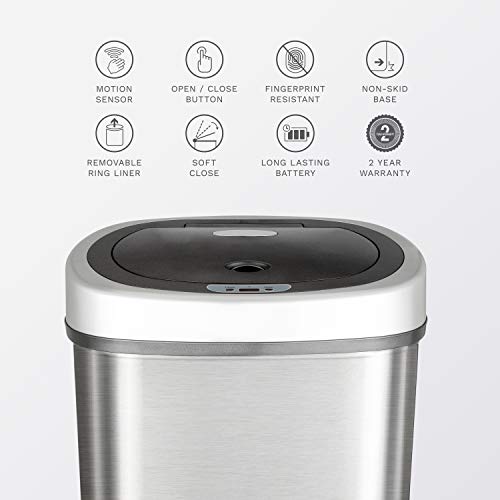 Automatic Touchless Infrared Motion Sensor Trash Can Combo Set, 13 Gal & 2 Gal Stainless Steel Y804227