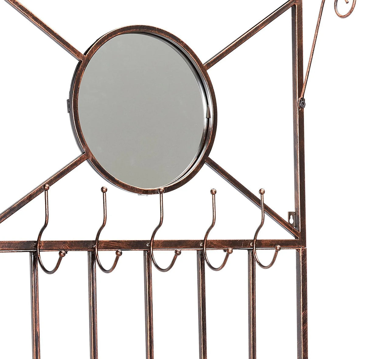 Copper Metal Storage Bench & Coat Rack with Mirror M48932