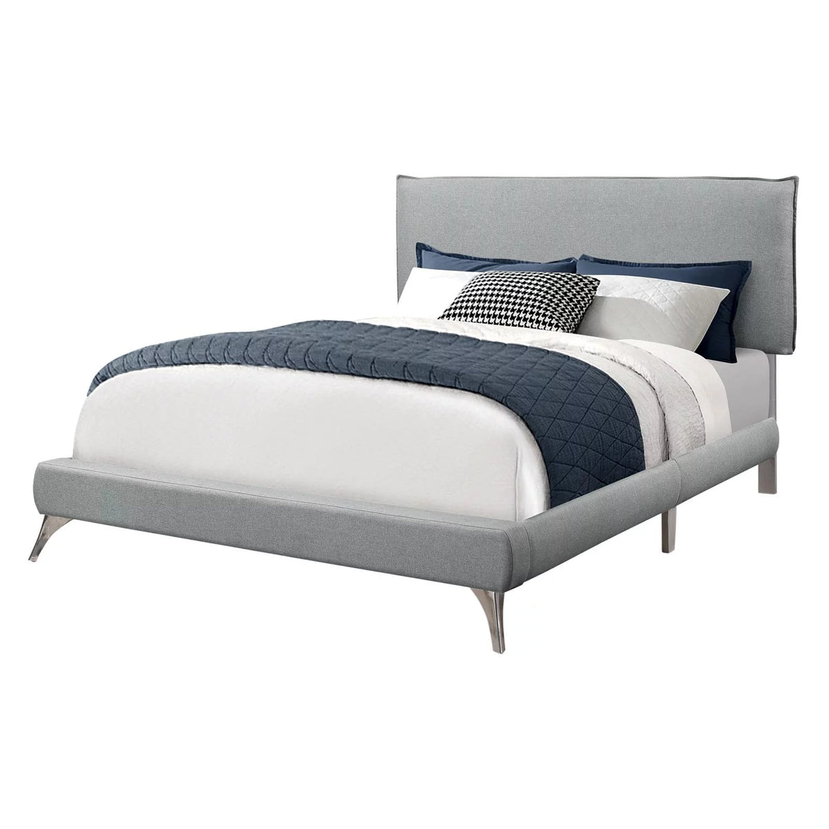 Queen Size Grey Upholstered Platform Bed Frame M29318