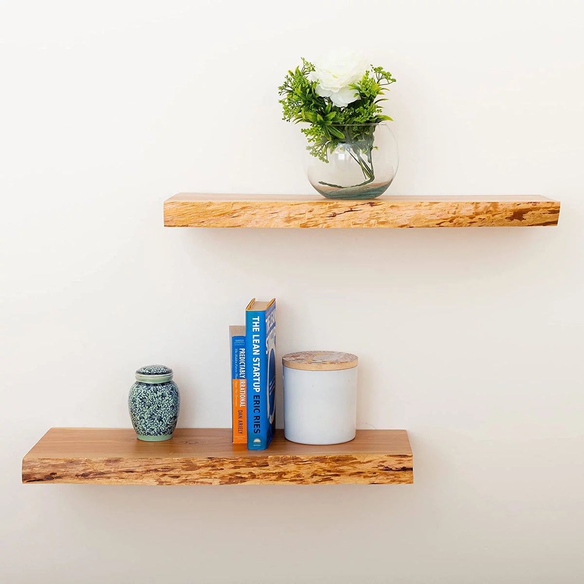 Cedar 24 inches Long Set of 2 Wood Floating Shelves Q34371