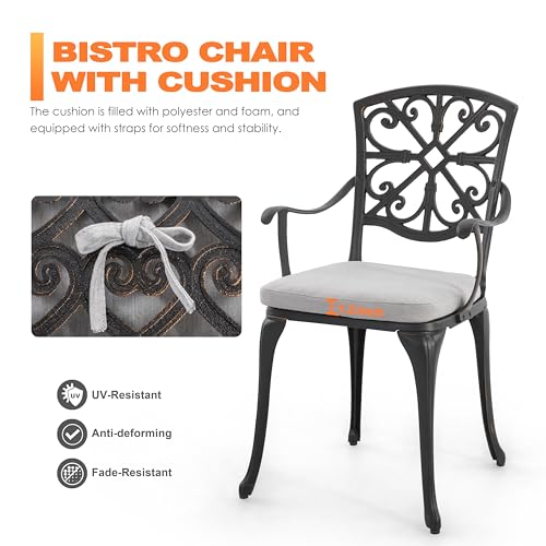 3 Piece Cast Aluminum Bistro Set with Umbrella Hole U209