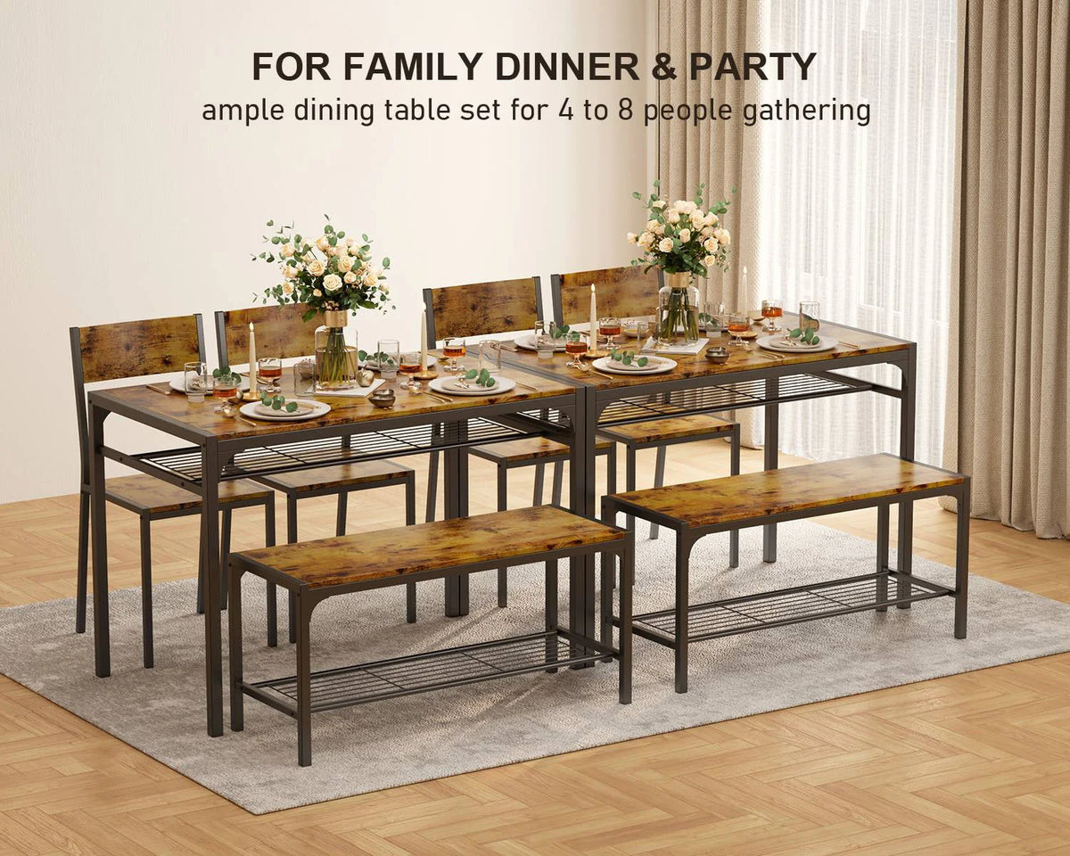 4 Piece Dining Table with 2 Chairs and Bench A99937