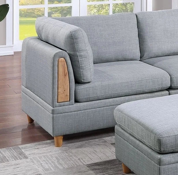 6pc Modular Sectional Sofa Set Light Grey T2384