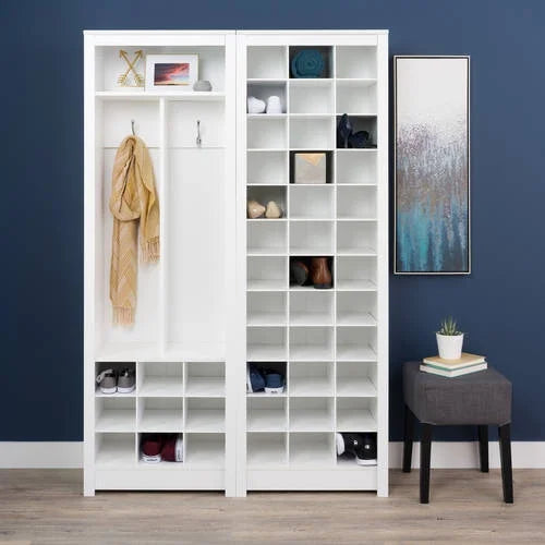 White Shoe Storage Cabinet with Cubbies for 36 Pairs D18995