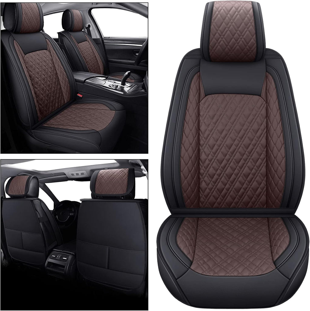 Universal Leather Full Seat Covers Full Set Black-Red A65894