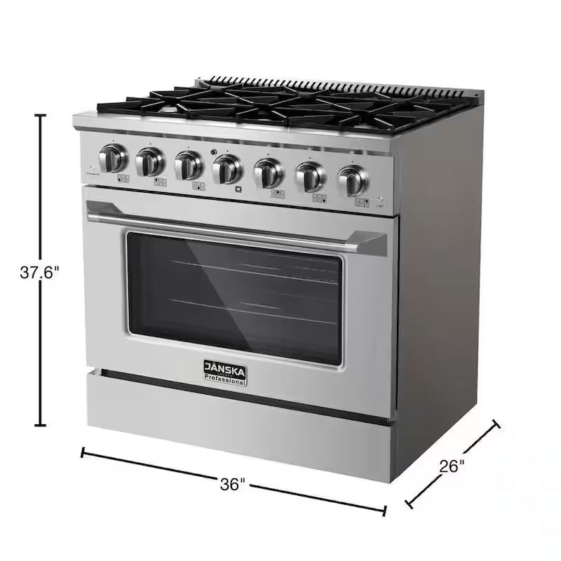 5.2 cu. ft. 6-Burner Gas Range with Convection Oven and Griddle in Stainless Steel Y691