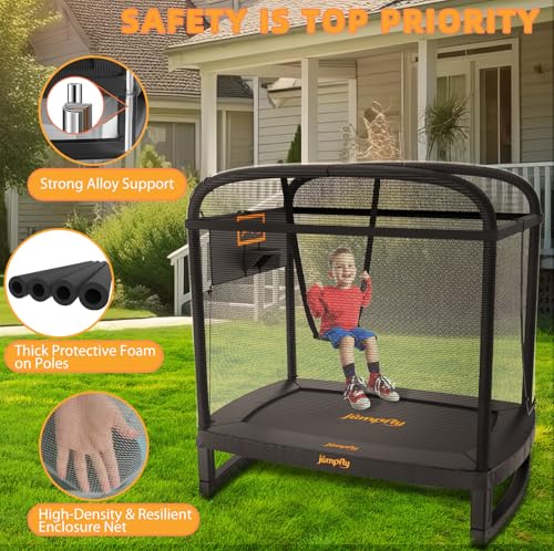 6FT Rectangle Trampoline with Swing & Basketball Hoop T8397