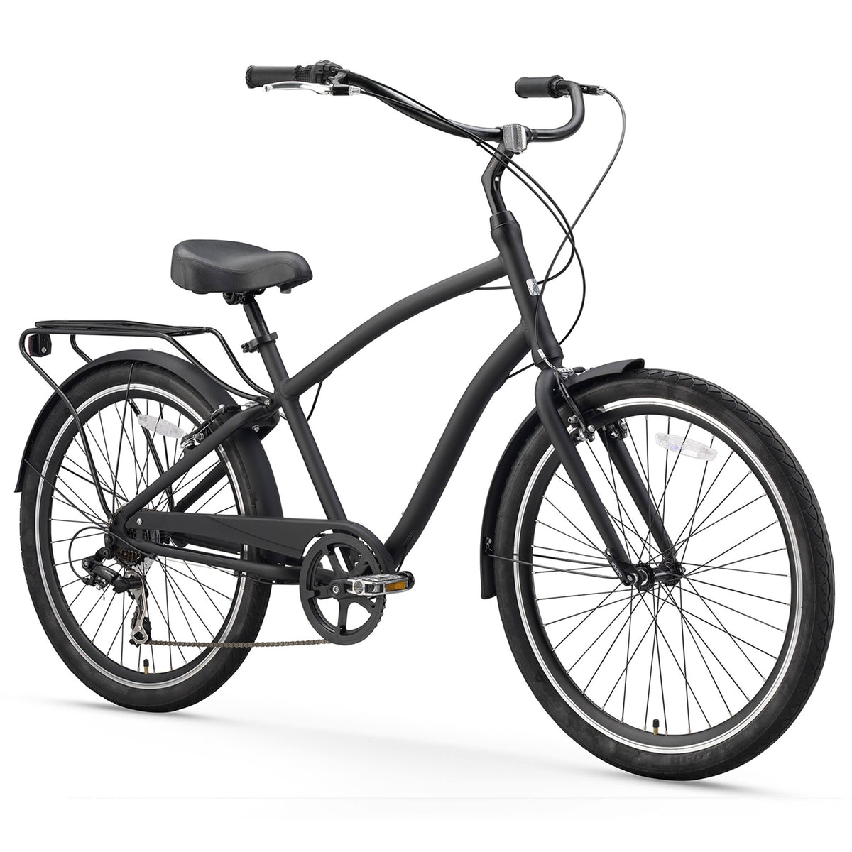 Matte Black 26-inch 7-Speed Hybrid Cruiser Bicycle G250447