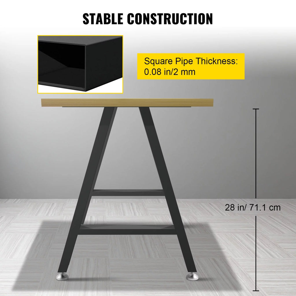 28 x 17.7 inch Black Metal Table Legs Set of 2 G6280