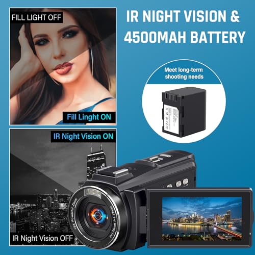 8K Video Camera 64MP Camcorder 18X Digital Zoom T595