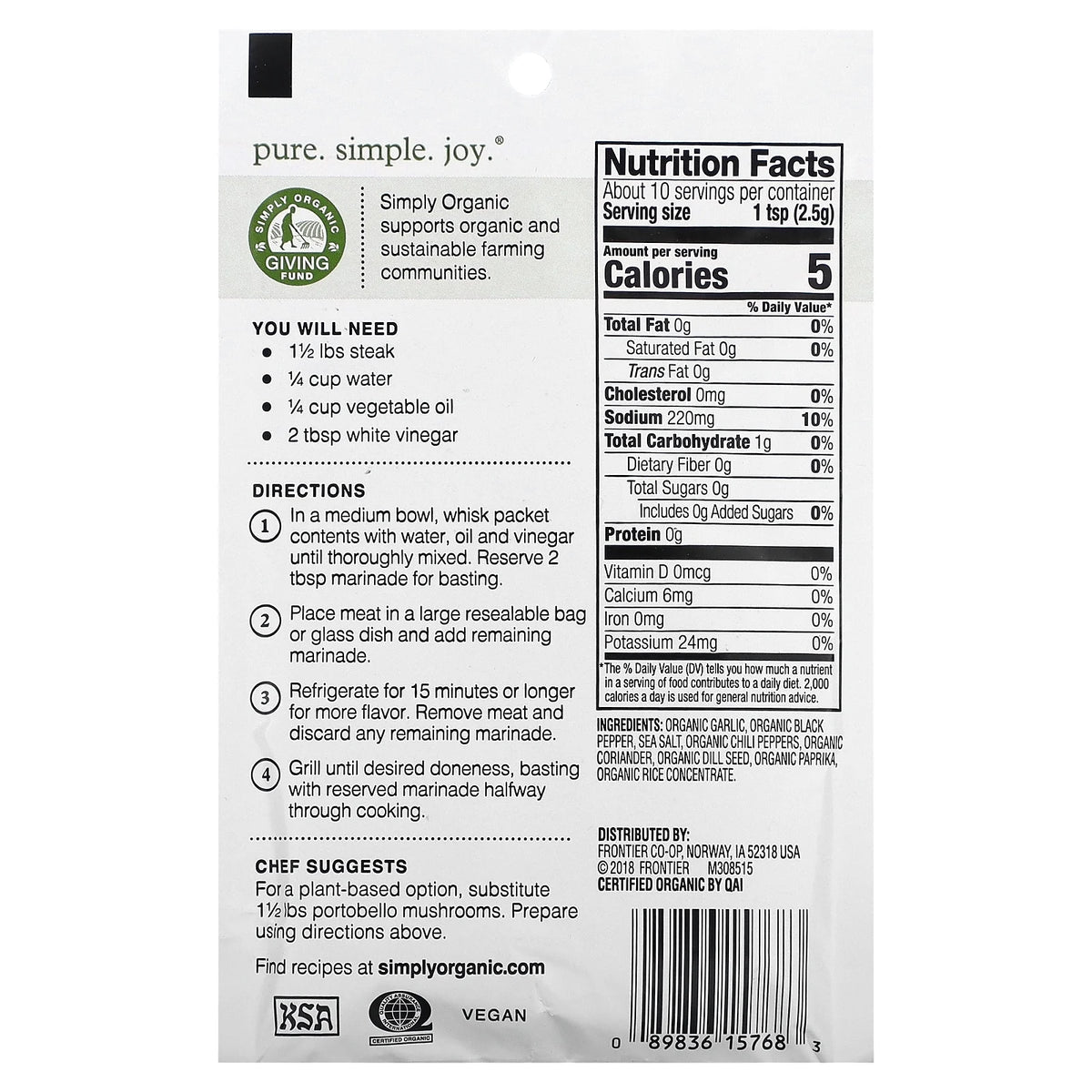 Savory Steak Marinade Mix 0.70 oz L720