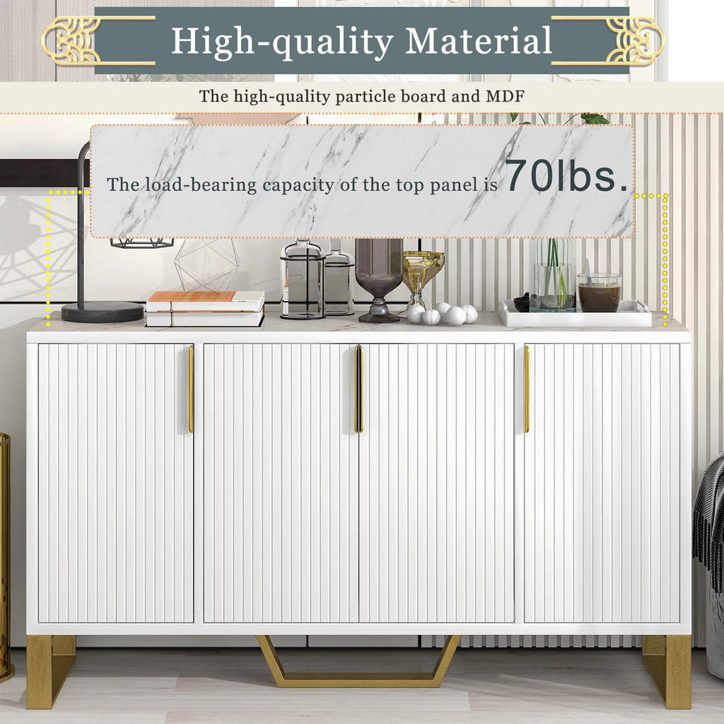 White 4 Door Buffet Sideboard with Metal Legs O54925