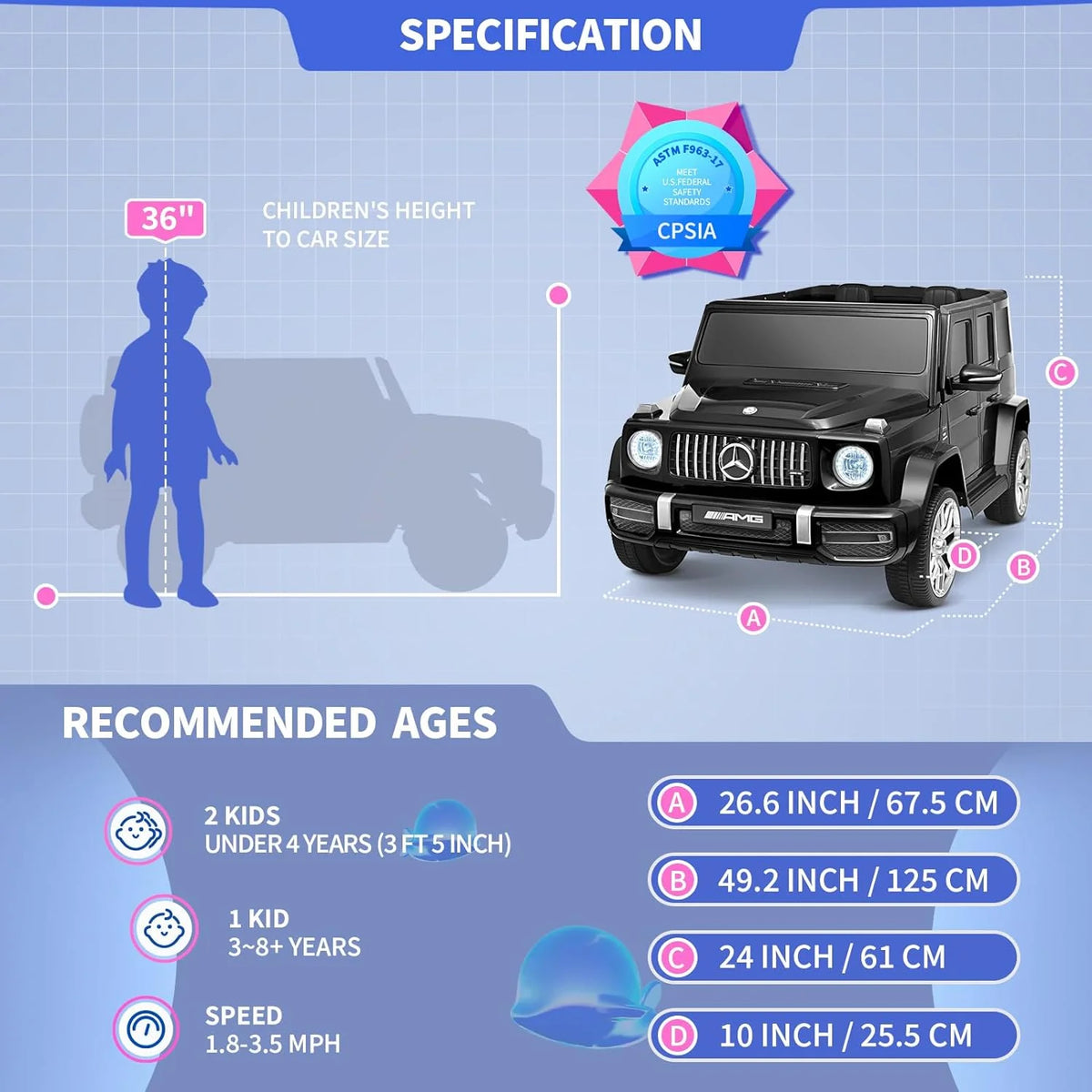 24V 2-Seater Kids Ride on Car 4WD Electric Vehicle Black D8110
