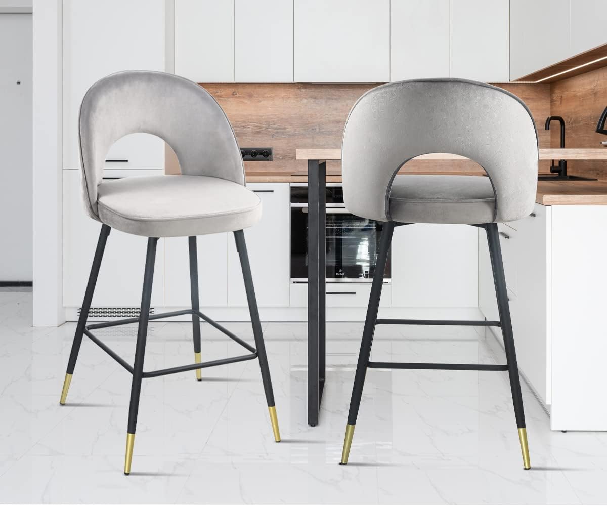 Blue Velvet Counter Height Bar Stools Set of 2 L5210