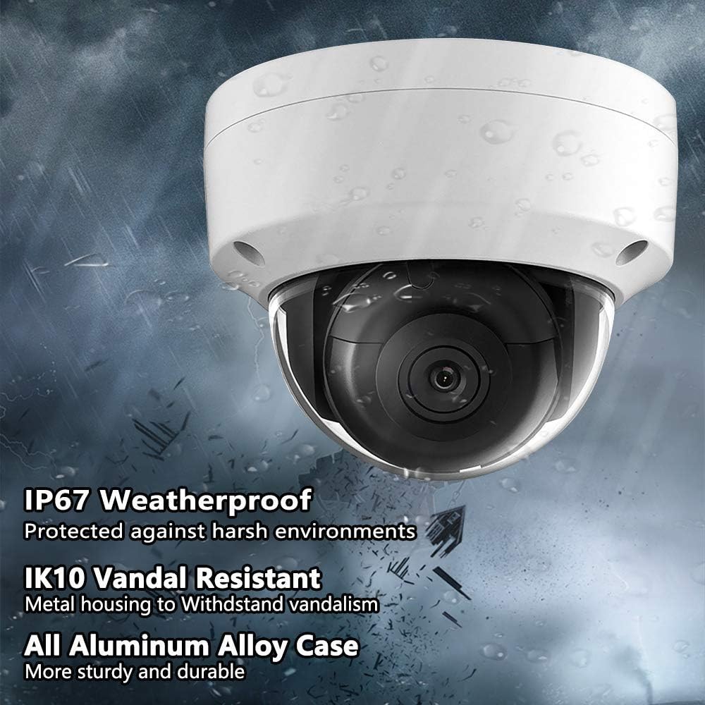 5MP PoE Dome IP Security Camera IR Night Vision Weatherproof 2.8mm Lens J180417