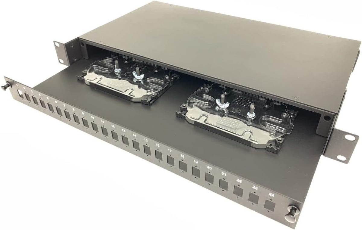 1U 19 24 Port SC Simplex/LC Duplex Fiber Optic Rack Mount Patch Panel Aluminum Alloy Pack of 2 G7699