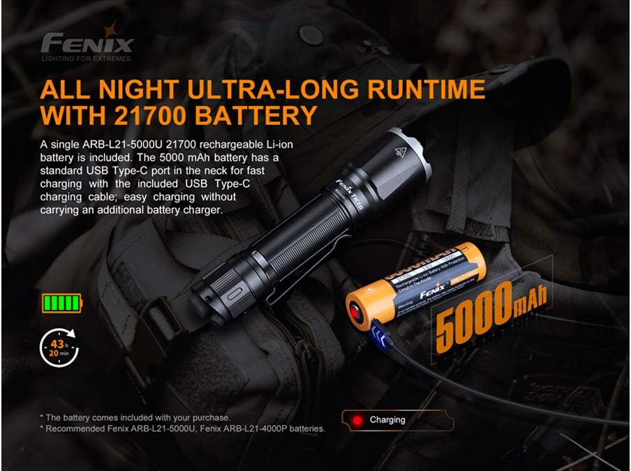 3100 Lumen Tactical Flashlight with Rechargeable Battery N763