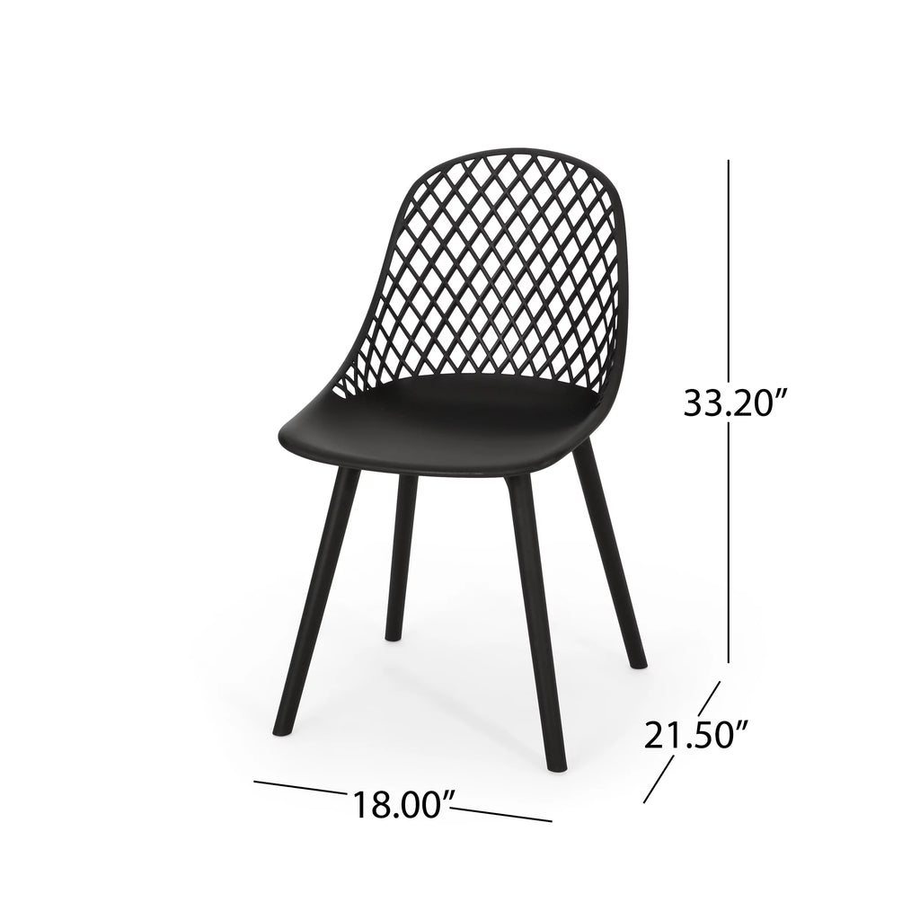 Black Plastic Patio Dining Side Chair Set of 2 S26205