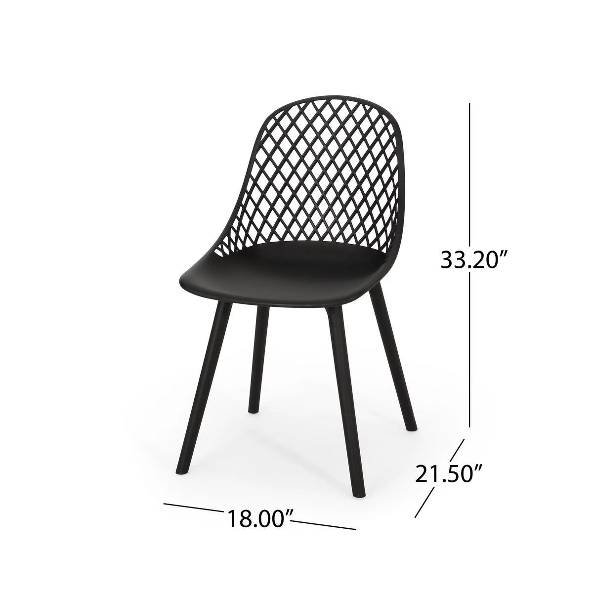 Black Plastic Patio Dining Side Chair Set of 2 S26205
