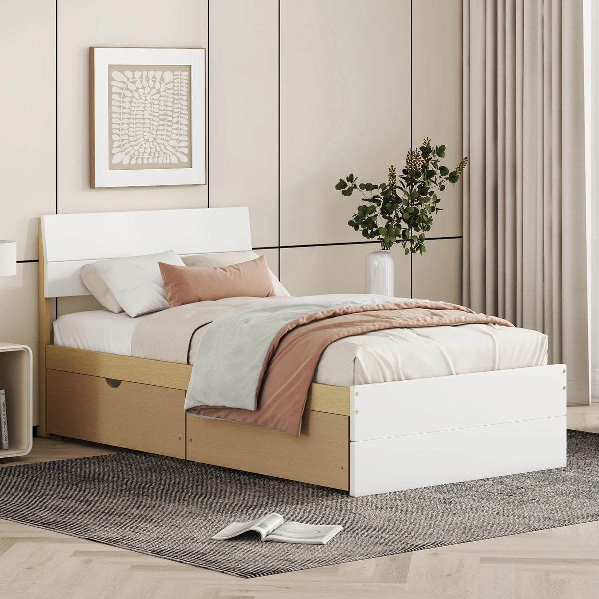 Twin Bed Frame with 2 Drawers P848049
