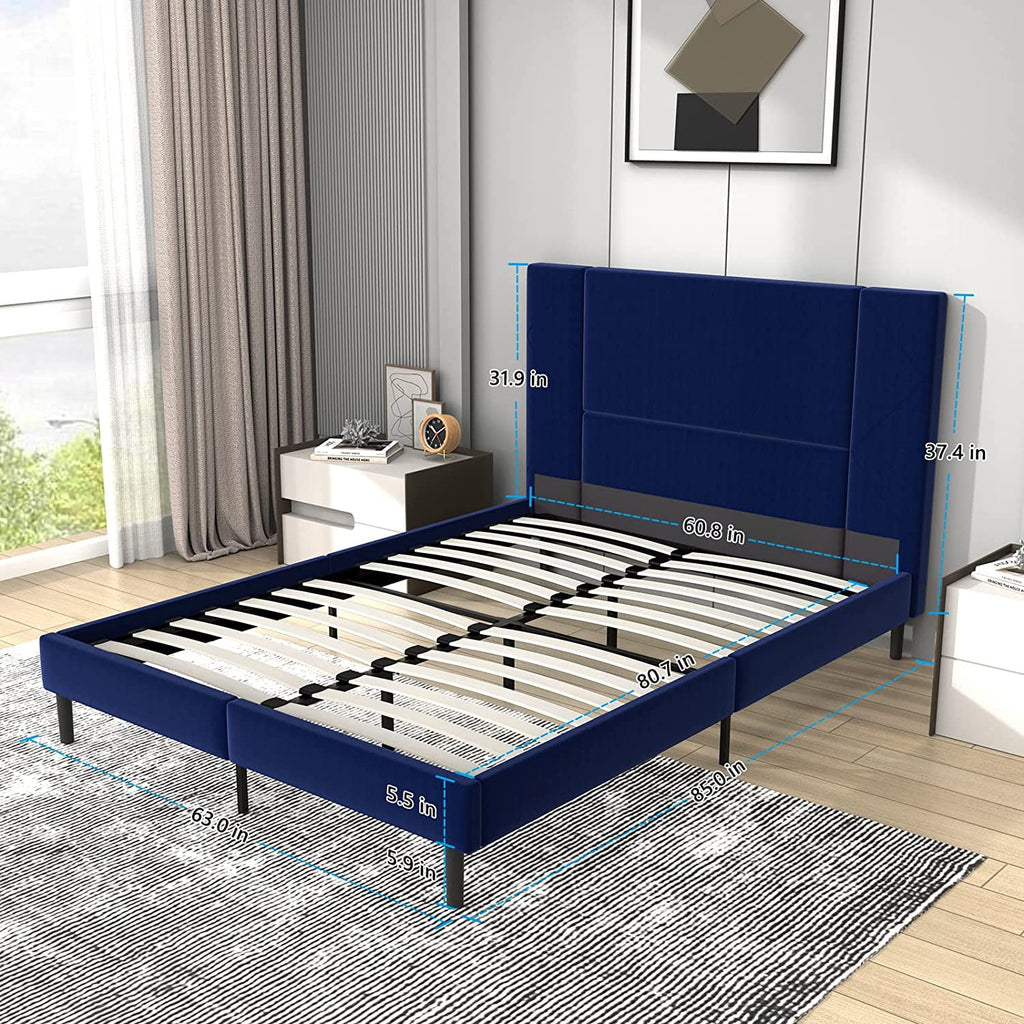 Queen Velvet Upholstered Bed Frame H76719