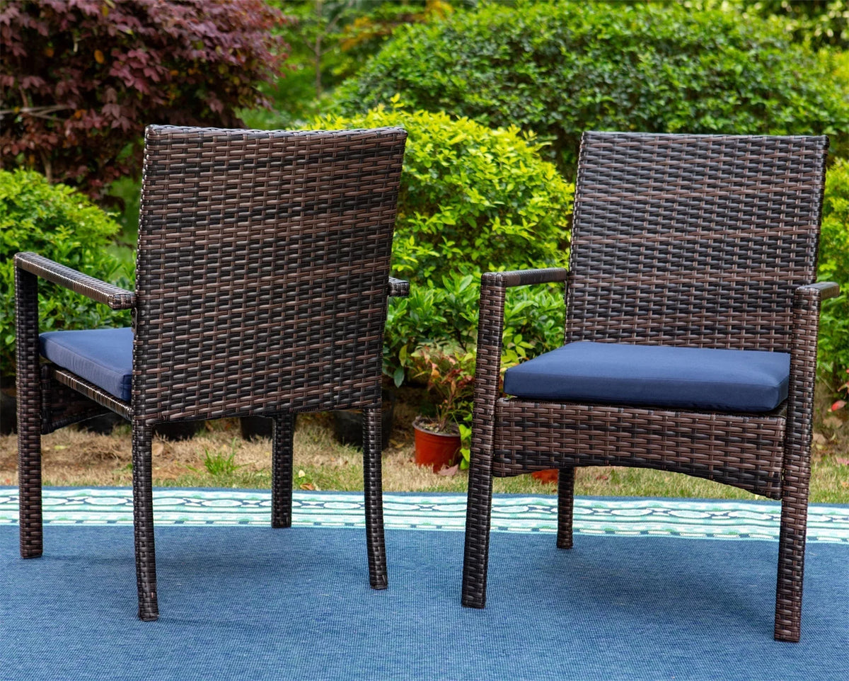 7-Piece Outdoor Patio Dining Set with Metal Table and 6 Rattan Cushioned Chairs N91595
