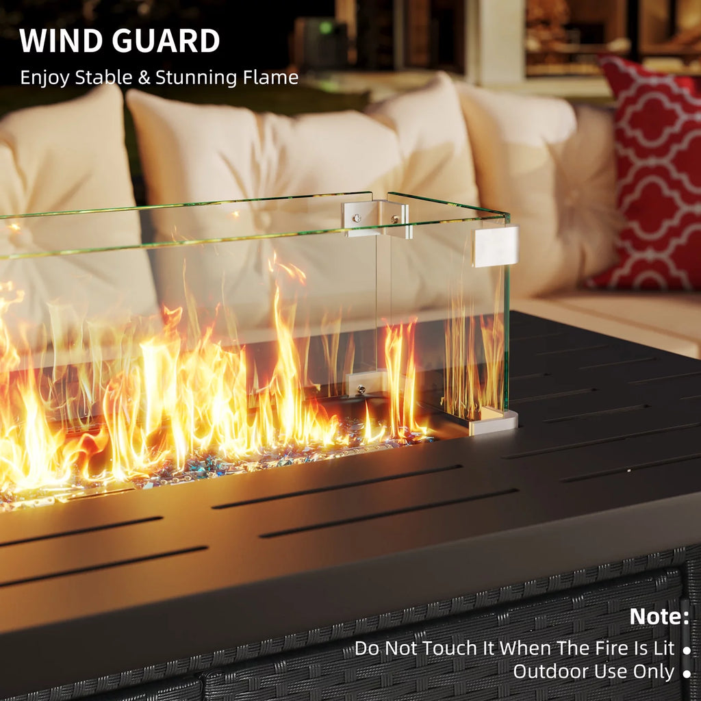 43'' Propane Fire Pit Table 60,000 BTU Wicker Rattan Base Q363598