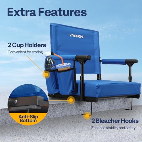 Portable Bleacher Chairs with Cup Holder and Shoulder Strap, 2 Pack F2828