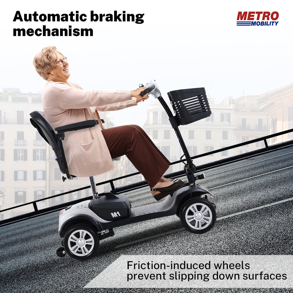 4-Wheel Mobility Scooter with Detachable Basket, Silver C24867