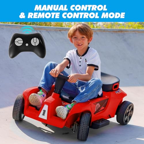 2-Seater Kids Ride On Car Go Kart with Remote Control, 3 Speeds, Red Y432