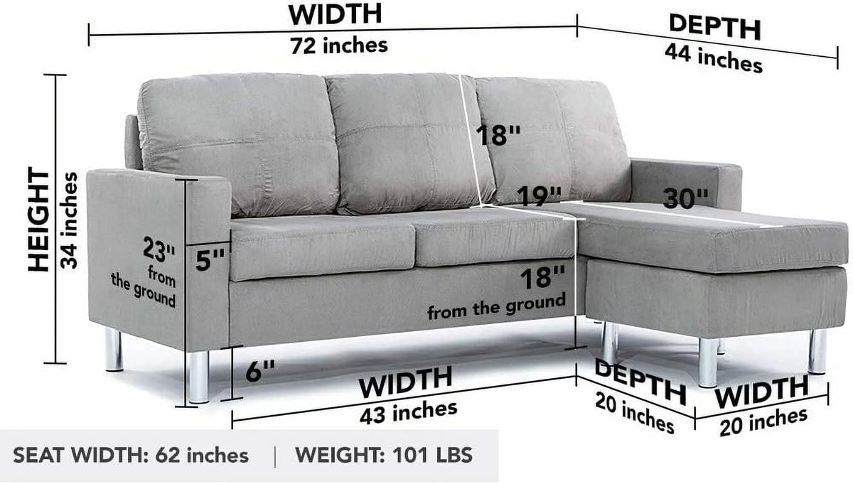 Modern Sectional Sofa Gray Z127