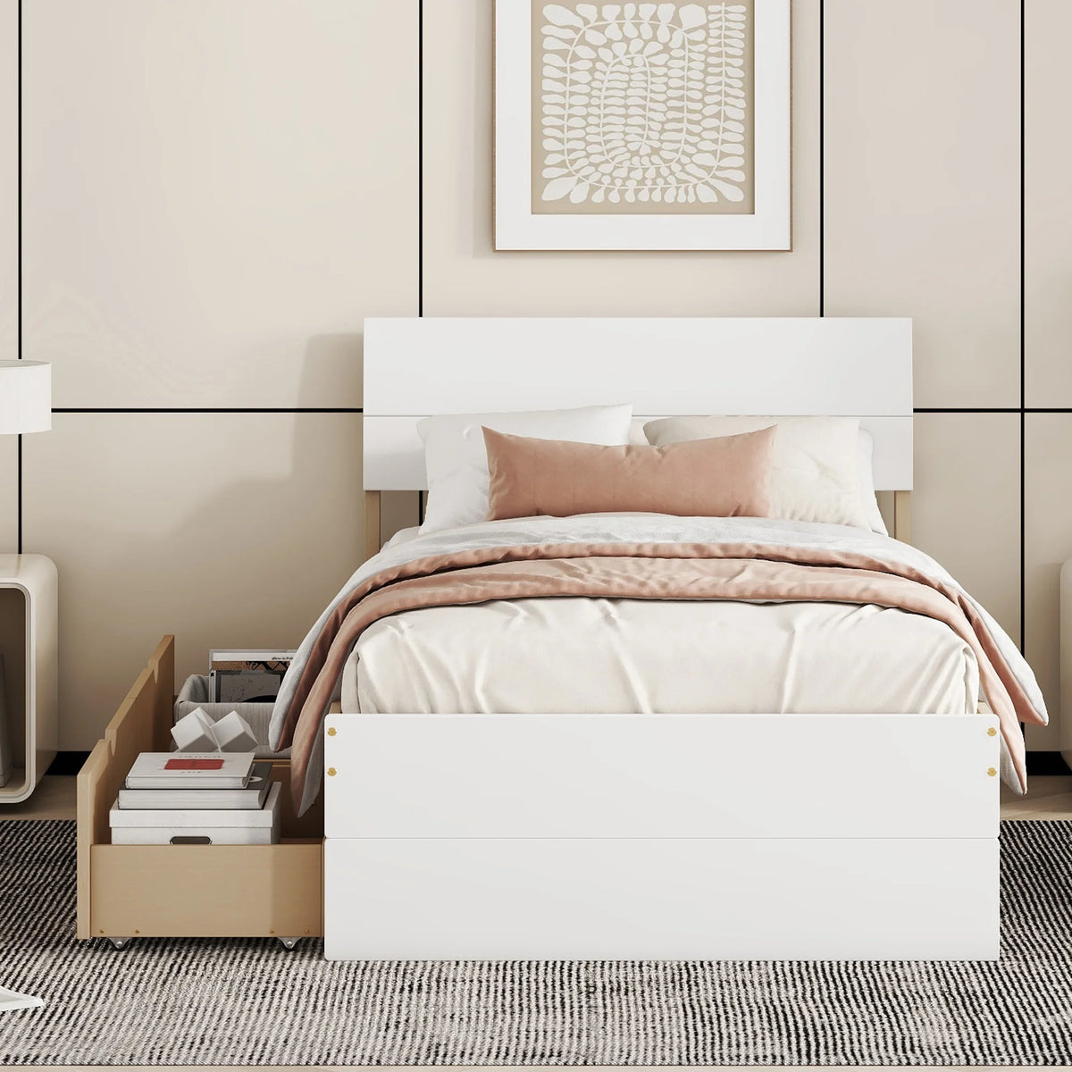 Twin Bed Frame with 2 Drawers P848049