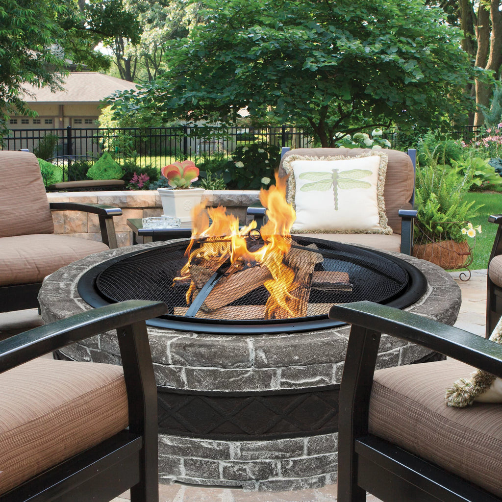Wood Burning Fire Pit with Dome Screen & Poker Y86720