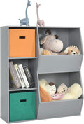 5 Cubbies White Wooden Kids Bookshelf with Storage Bins C4318