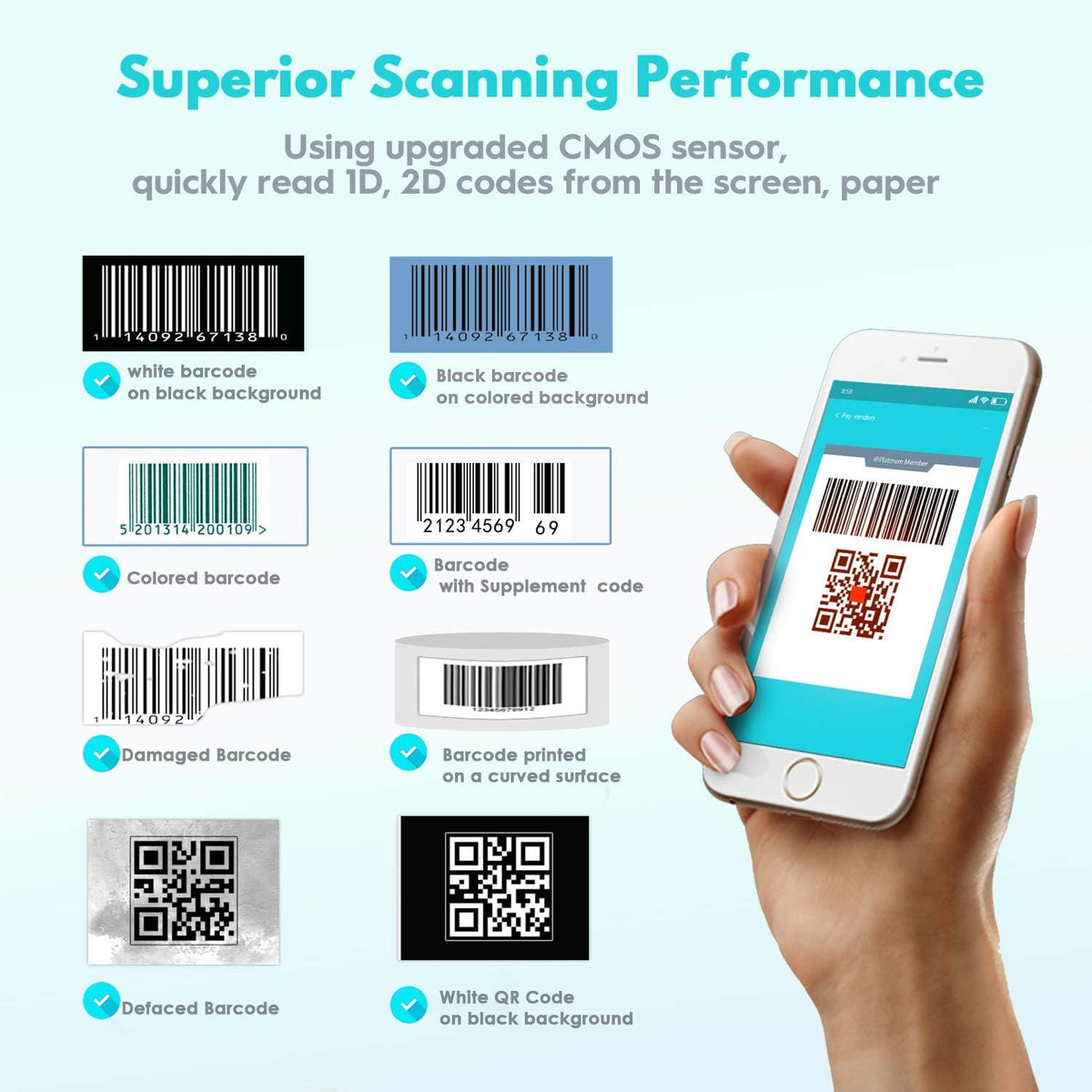 2D Wireless Barcode Scanner with Stand Pack of 2 Q347