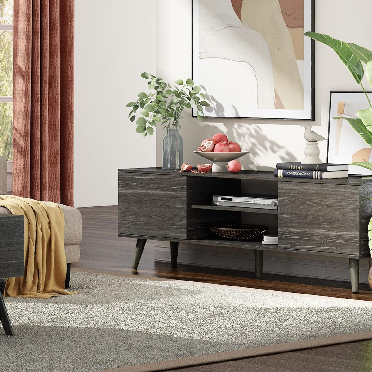 Mid-Century Modern TV Stand with Storage Cabinet X932131