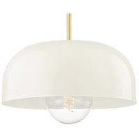 1-Light Large Pendant Aged Brass & Cream P404