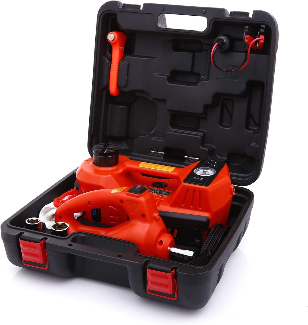5 Ton 12V Electric Hydraulic Car Jack Kit with Impact Wrench and Tire Inflator Pump T286546