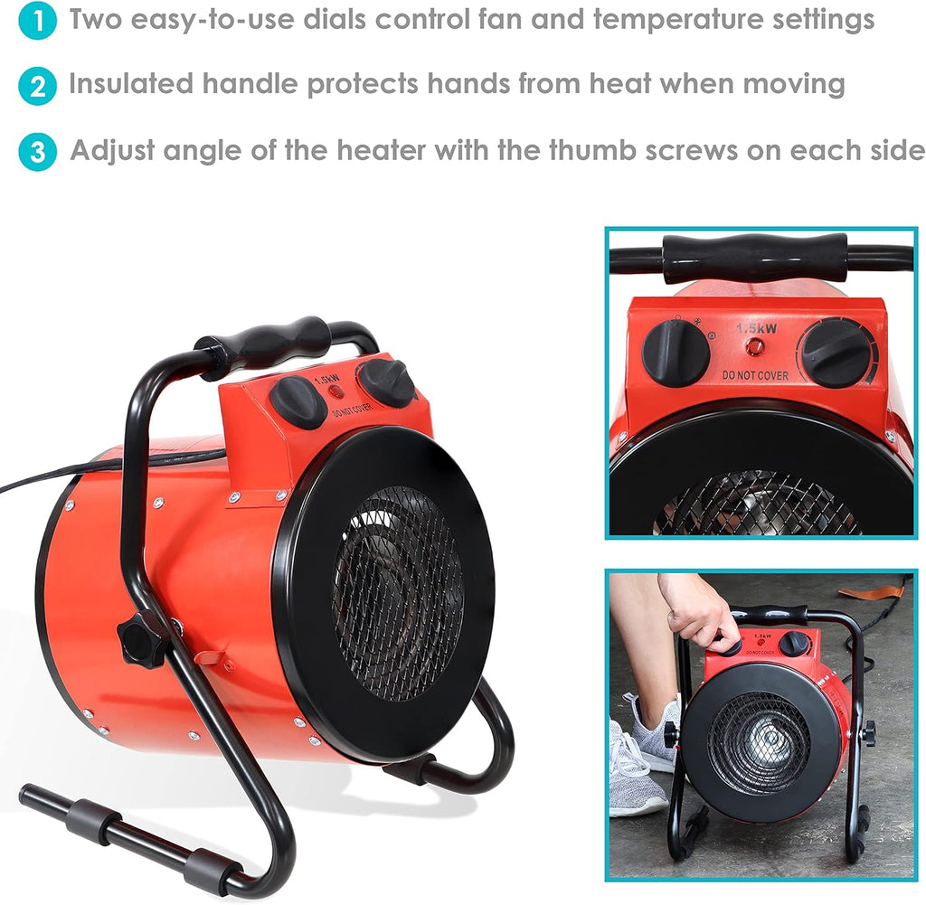 Portable Electric Space Heater with Carrying Handle 1500W L614