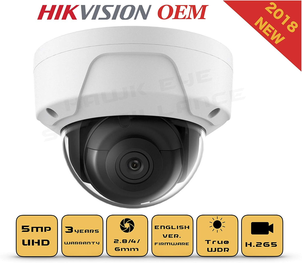 5MP PoE Dome IP Security Camera IR Night Vision Weatherproof 2.8mm Lens J180417
